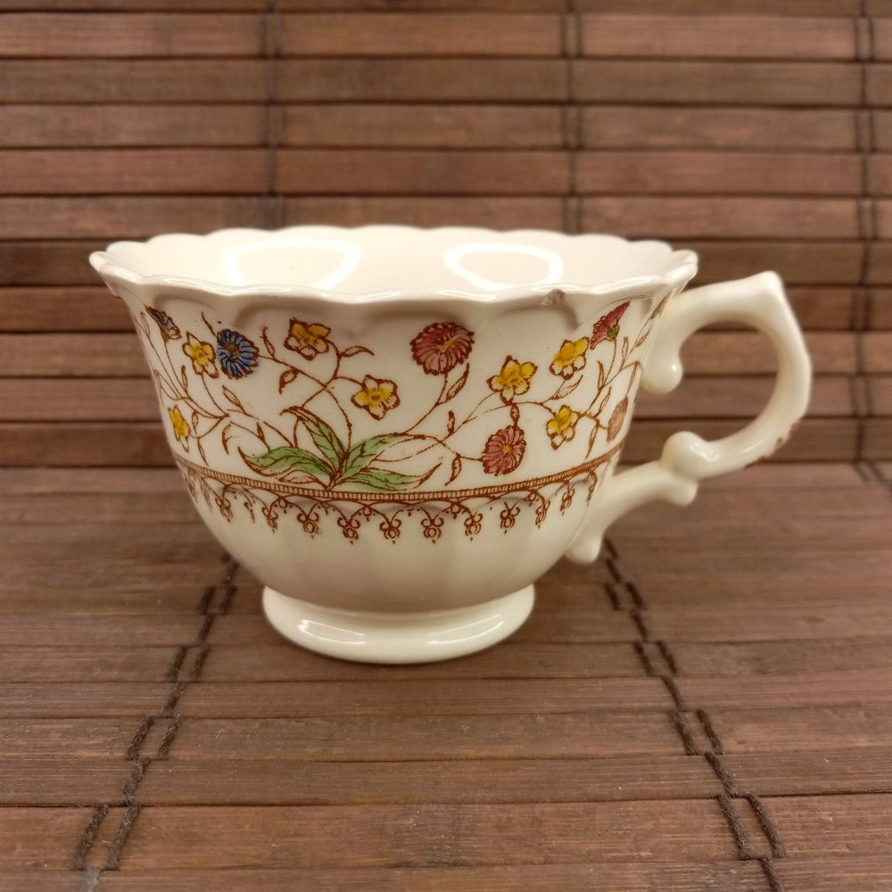 Vintage Vernon Kilns Desert Bloom Footed Tea Cup Coffee Cup CHIP